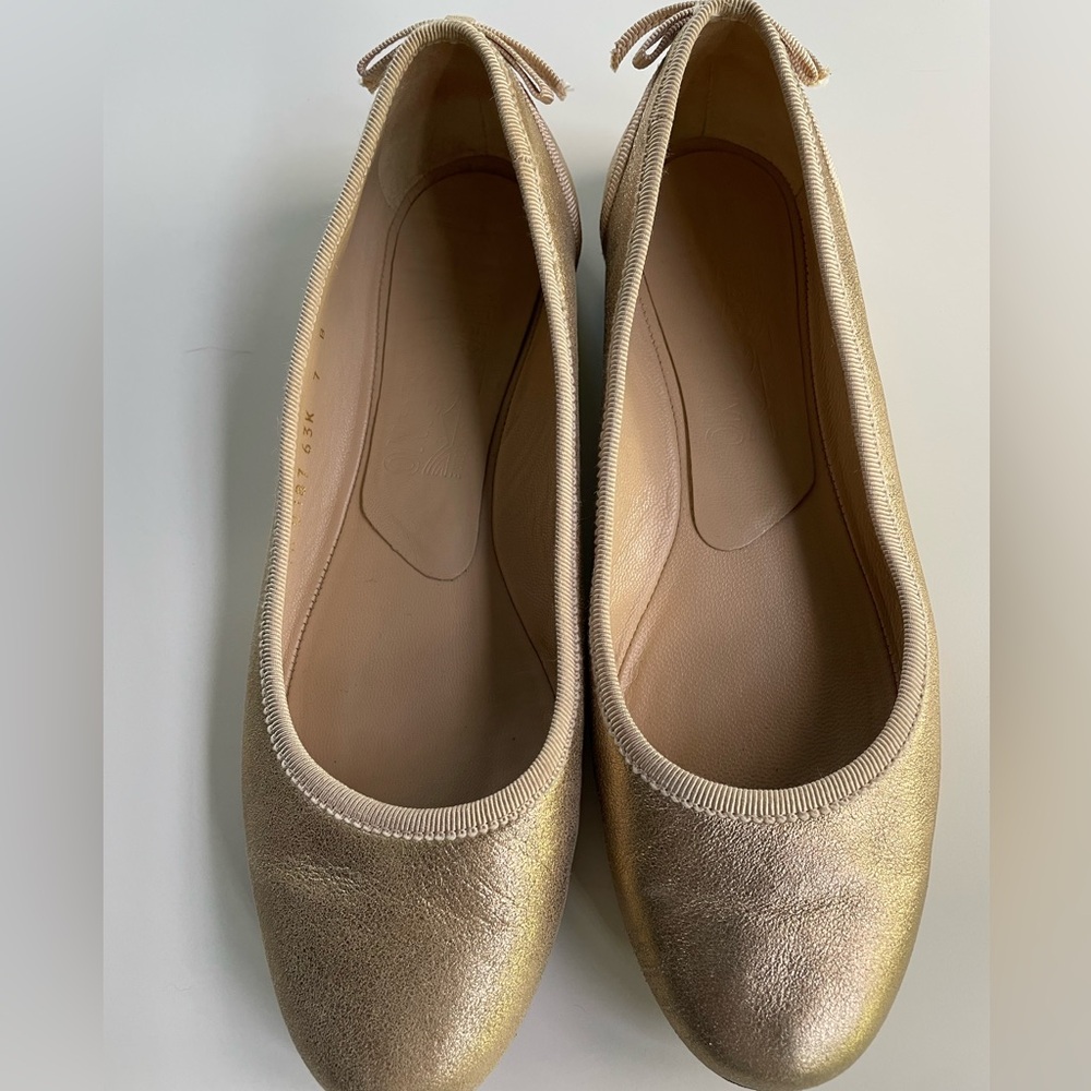 Salvador Ferragamo Gold Ballet Flats